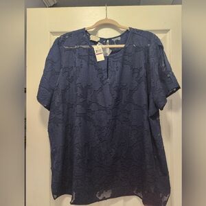 Van Heusen sheer navy blouse